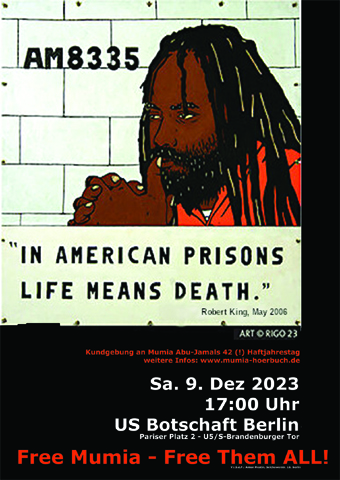 Kundegebung Berlin  Free Mumia - Free Them All! - 9. Dezember 2023