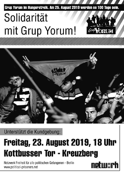 Poster/Flyer zur Kundgebung fuer Grup Yorum