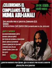 Kundgebung Mexiko Stadt Celebremos el cumpelanos 70 de Mumia Abu-Jamal