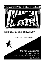 Plakat zur Veranstaltung Free them all in der Lunte am 18.3.19