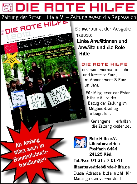 Rote Hilfe Zeitung Anzeige